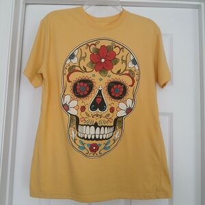 Hasta Siempre Yellow Graphic Skull Tee